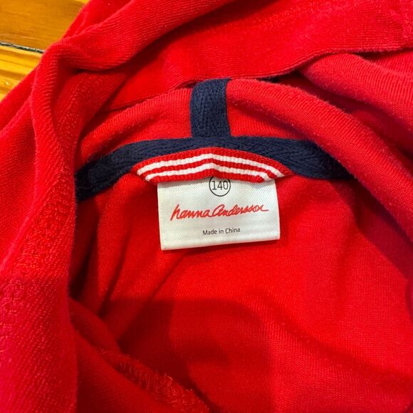 Hanna Andersson Red French Terry Pullover Hoodie Kids 10 Casual Warm Cozy Soft - Picture 3 of 9
